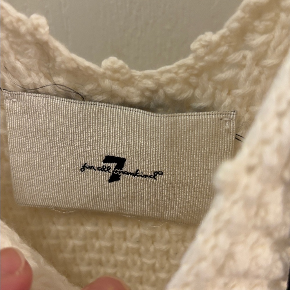7 For All Mankind Cream Textured Peplum Tank Top - Picture 3 of 5
